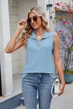 Quarter Zip Collared Tank - Trendsi - Flyclothing LLC