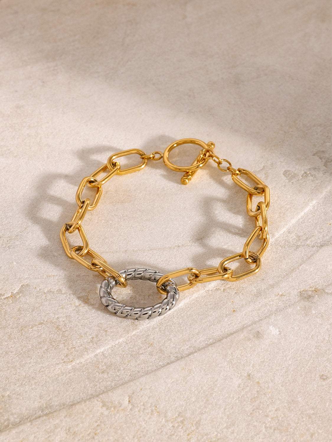 Two-Tone Stainless Steel Chain Bracelet - Trendsi - Flyclothing LLC