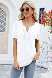 Frill Notched Short Sleeve Blouse - Trendsi - Flyclothing LLC