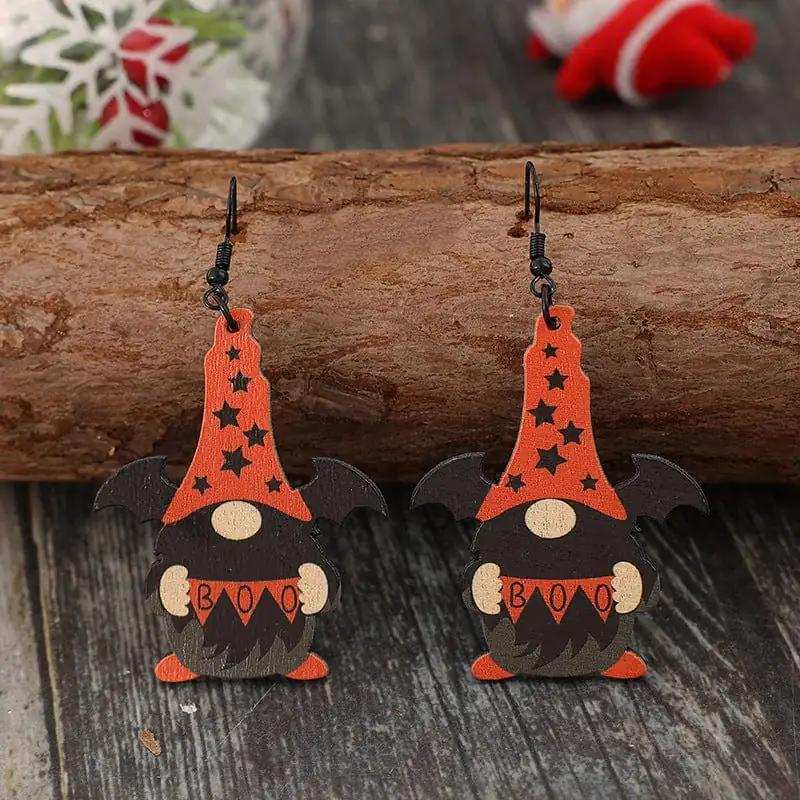 Wooden Point Hat Gnome Shape Earrings - Trendsi - Flyclothing LLC