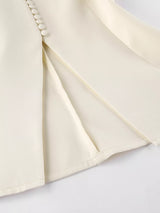 V-Neck Button-Up Blazer with Structured Shoulders - Trendsi - Flyclothing LLC
