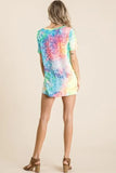 BiBi Tie Dye Print Jersey V Neck Top - Trendsi - Flyclothing LLC