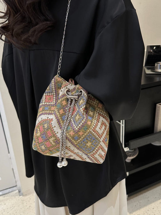 Printed Chain Bucket Bag - Trendsi