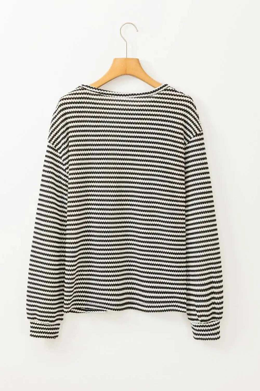 Striped Round Neck Long Sleeve Top - Trendsi - Flyclothing LLC