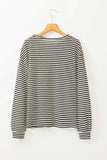 Striped Round Neck Long Sleeve Top - Trendsi - Flyclothing LLC