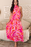 Contrast Grecian Neck Maxi Dress - Trendsi