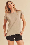 Aemi + Co Lettuce Edge Round Neck Short Sleeve T-Shirt - Trendsi