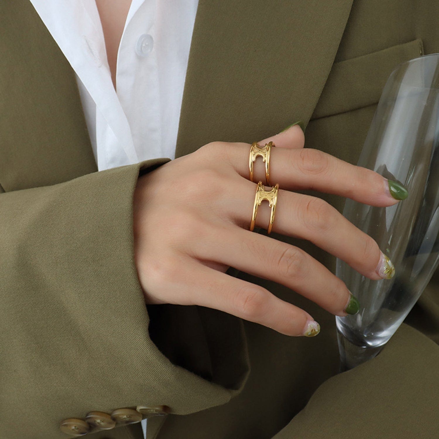 Titanium Steel Double-Layered Ring - Trendsi