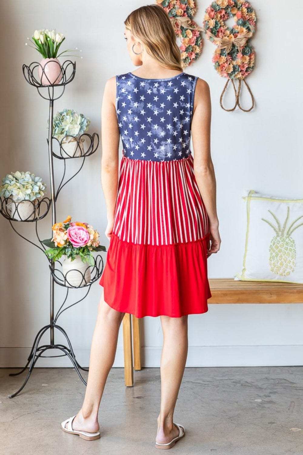Heimish Full Size US Flag Theme Contrast Tank Dress - Trendsi - Flyclothing LLC