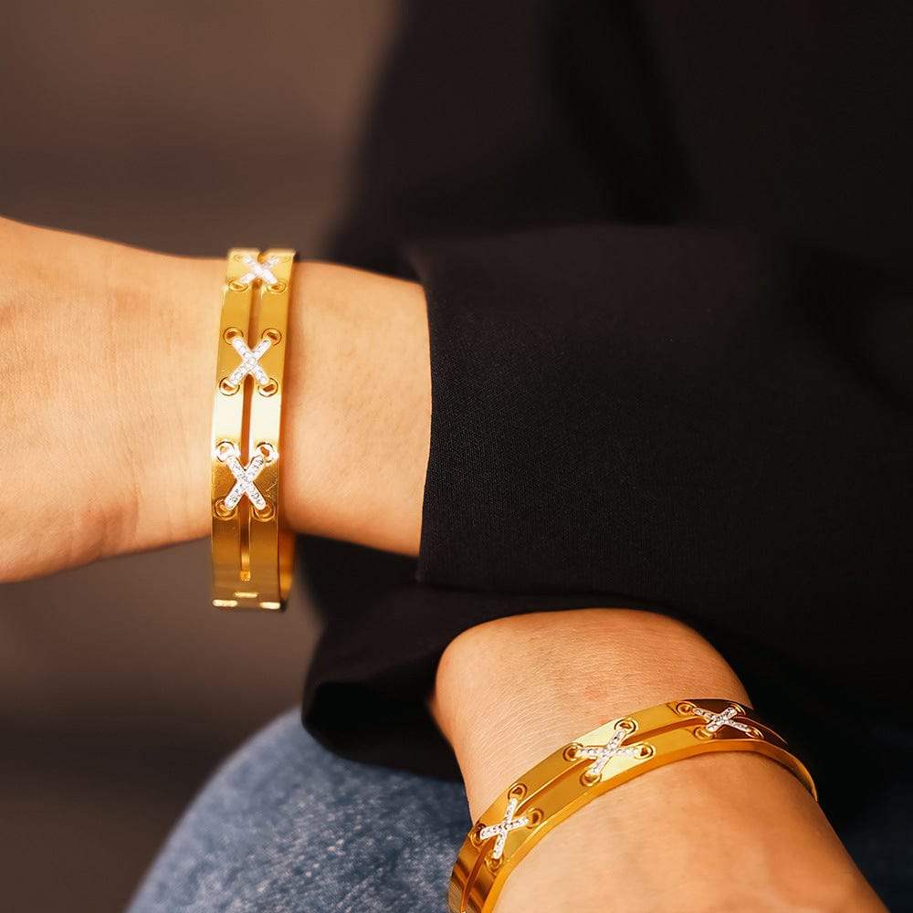 18K Gold-Plated Czech Diamond Bracelet - Trendsi - Flyclothing LLC