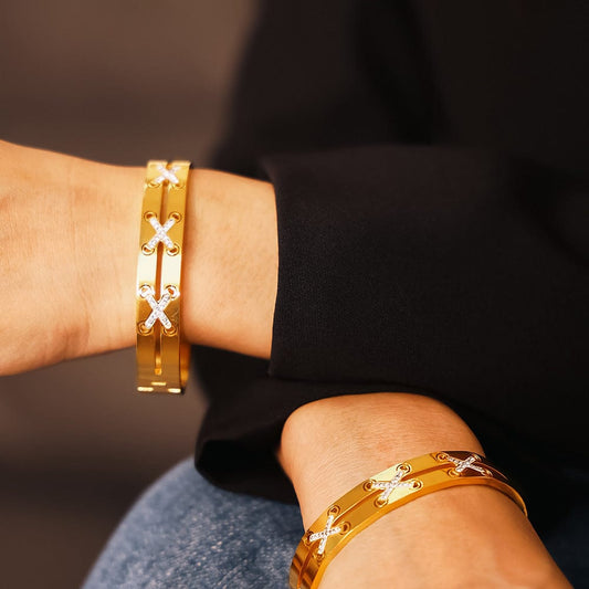 18K Gold-Plated Czech Diamond Bracelet - Trendsi