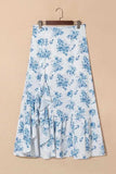 Split Asymmetrical Ruffled Printed Skirt - Trendsi - Flyclothing LLC