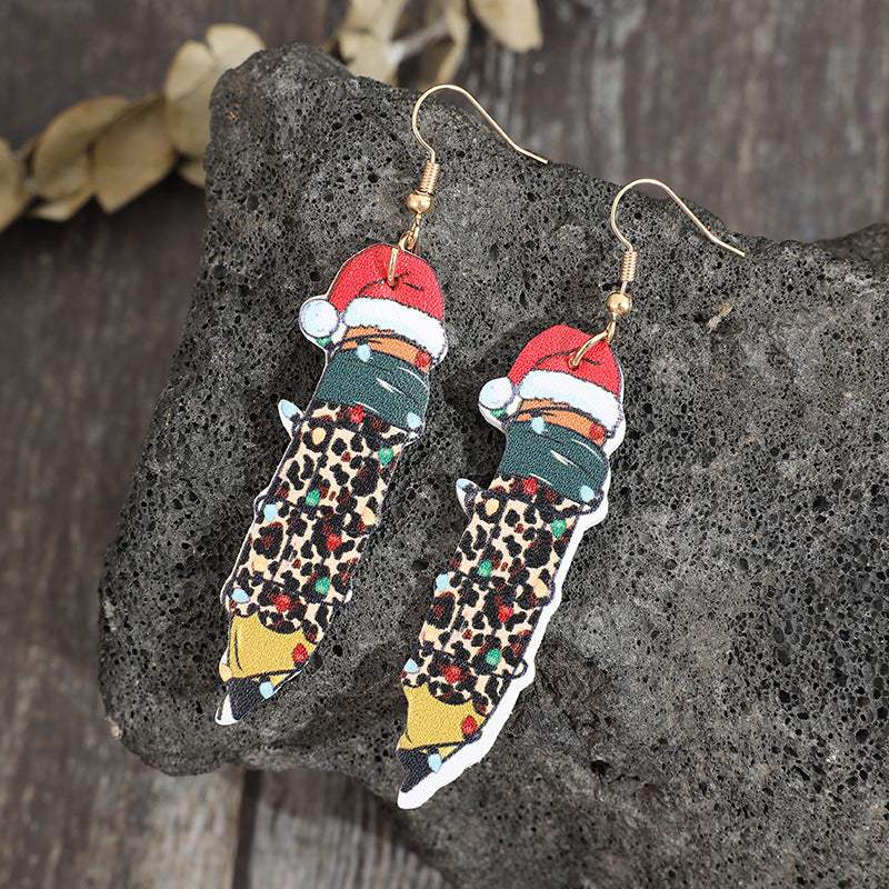 PU Leather Alloy Pencil Earrings - Trendsi - Flyclothing LLC