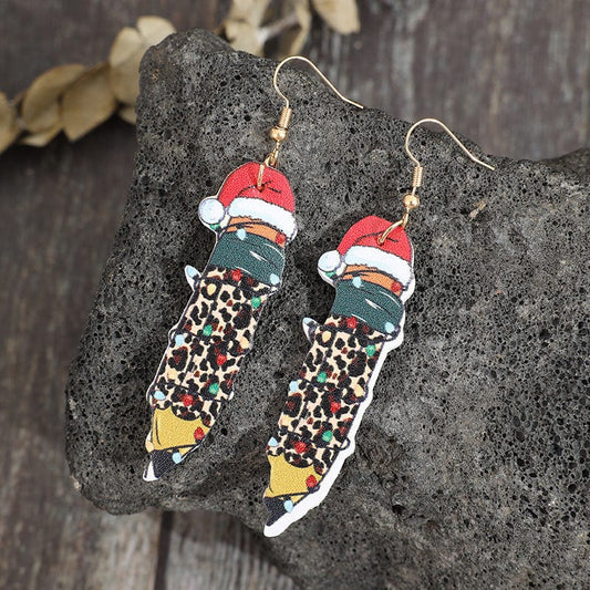 PU Leather Alloy Pencil Earrings - Trendsi