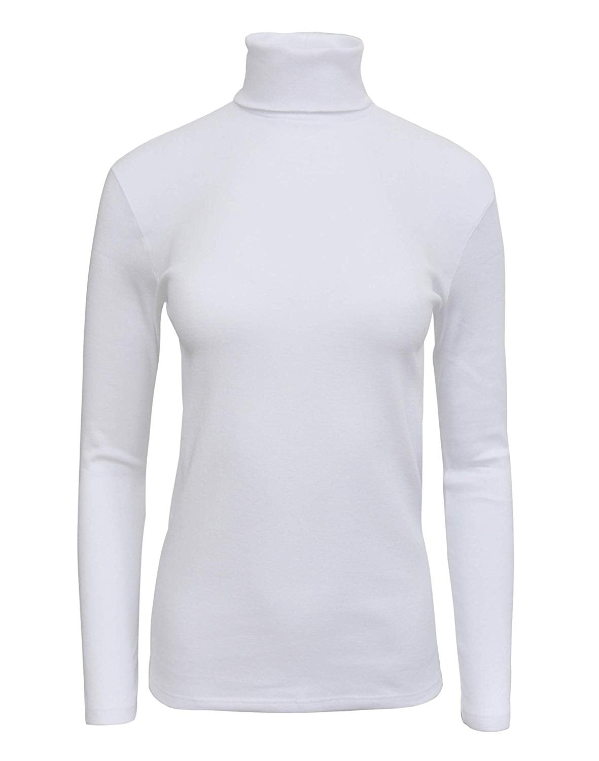 BASIC COTTON Free Spirit Premium Quality 100% Brushed Cotton Women's Turtleneck Top.Made in Italy (655)