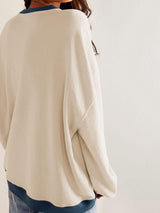 Contrast Trim Round Neck Long Sleeve Sweatshirt - Trendsi - Flyclothing LLC