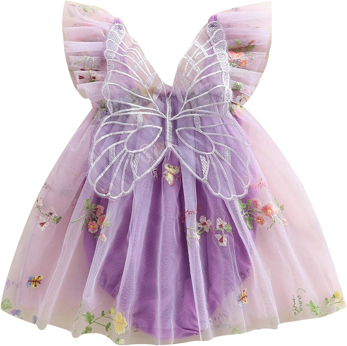 Baby Girl Halloween Costume Butterfly Wing Mesh Flower Sleeveless Tulle Fairy Romper Dress Birthday Tutu Dress - SHOMICOBOUTIQUE - Flyclothing LLC