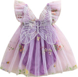 Baby Girl Halloween Costume Butterfly Wing Mesh Flower Sleeveless Tulle Fairy Romper Dress Birthday Tutu Dress - SHOMICOBOUTIQUE - Flyclothing LLC