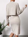 Mock Neck Long Sleeve Top and Wide Strap Dress Set - Trendsi - Flyclothing LLC