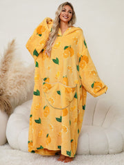 Fuzzy Pocketed Long Sleeve Hooded Lounge Dress - Trendsi