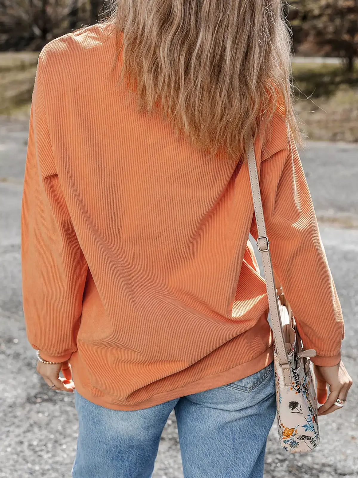 Halloween Leopard Pumpkin Patchwork Ribbed Sweatshirt - Trendsi - Flyclothing LLC