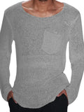 Men's Plus Size Round Neck Long Sleeve Knit T-Shirt - Trendsi