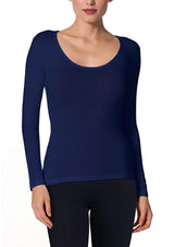 EGI Luxury Modal Women's Long Sleeved T-Shirt. Proudly Made in Italy (Deep Crew Neck 1145)