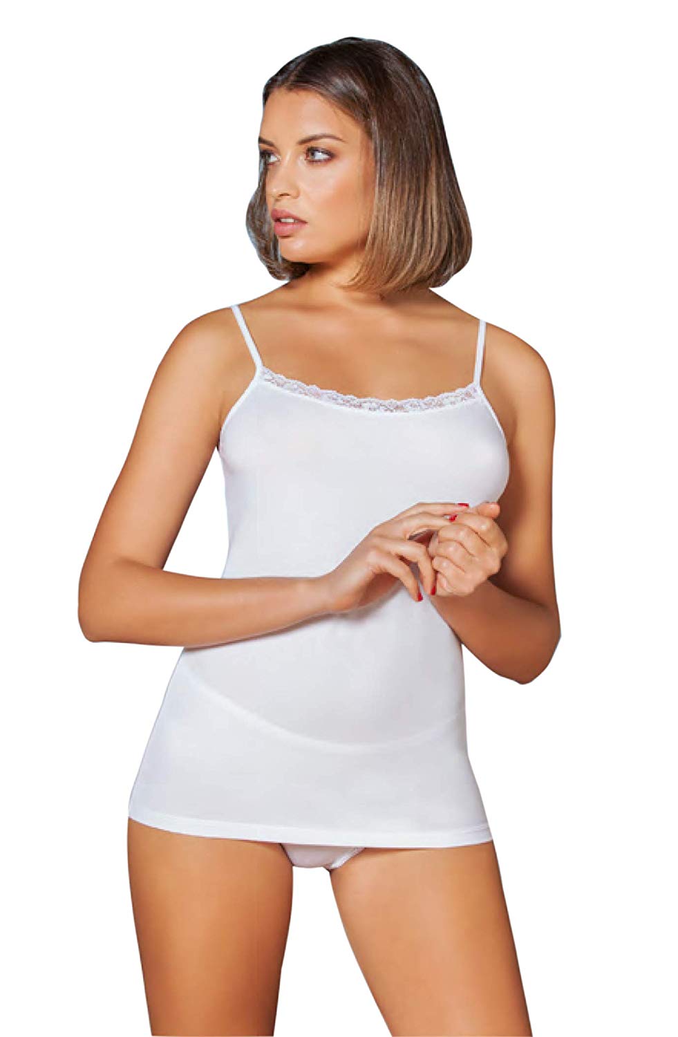EGI Luxury Modal Women's Lace-Trimmed Tank Top. Proudly Made in Italy.(1120) - tittimitti - Flyclothing LLC