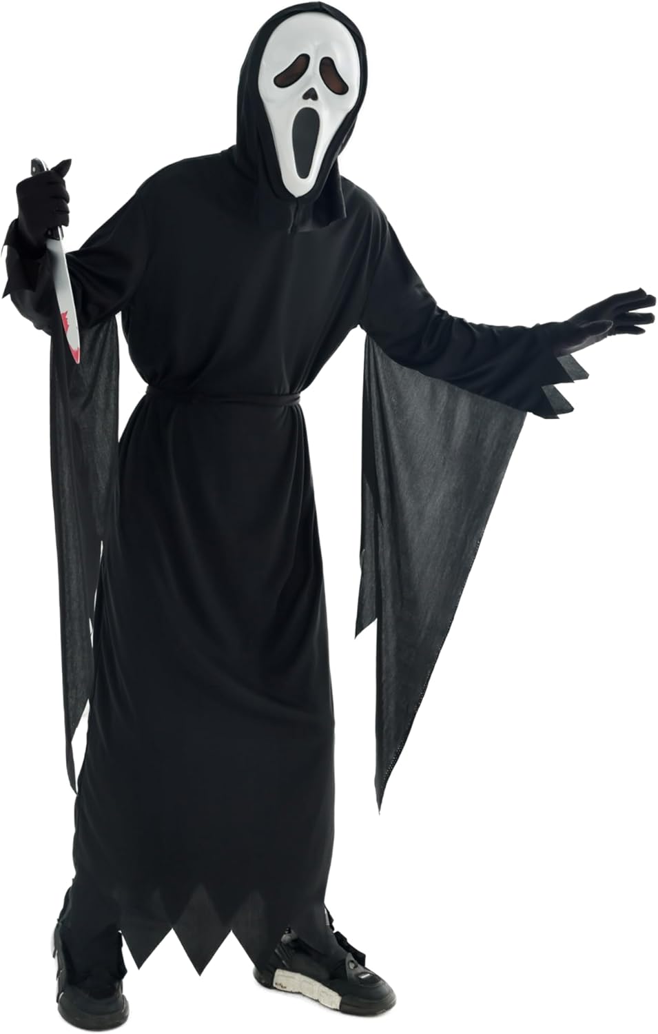 Scary Horror GhostFace Mask with Bloody Toy Knife Halloween Scream Cosplay Costume - SHOMICOBOUTIQUE - Flyclothing LLC