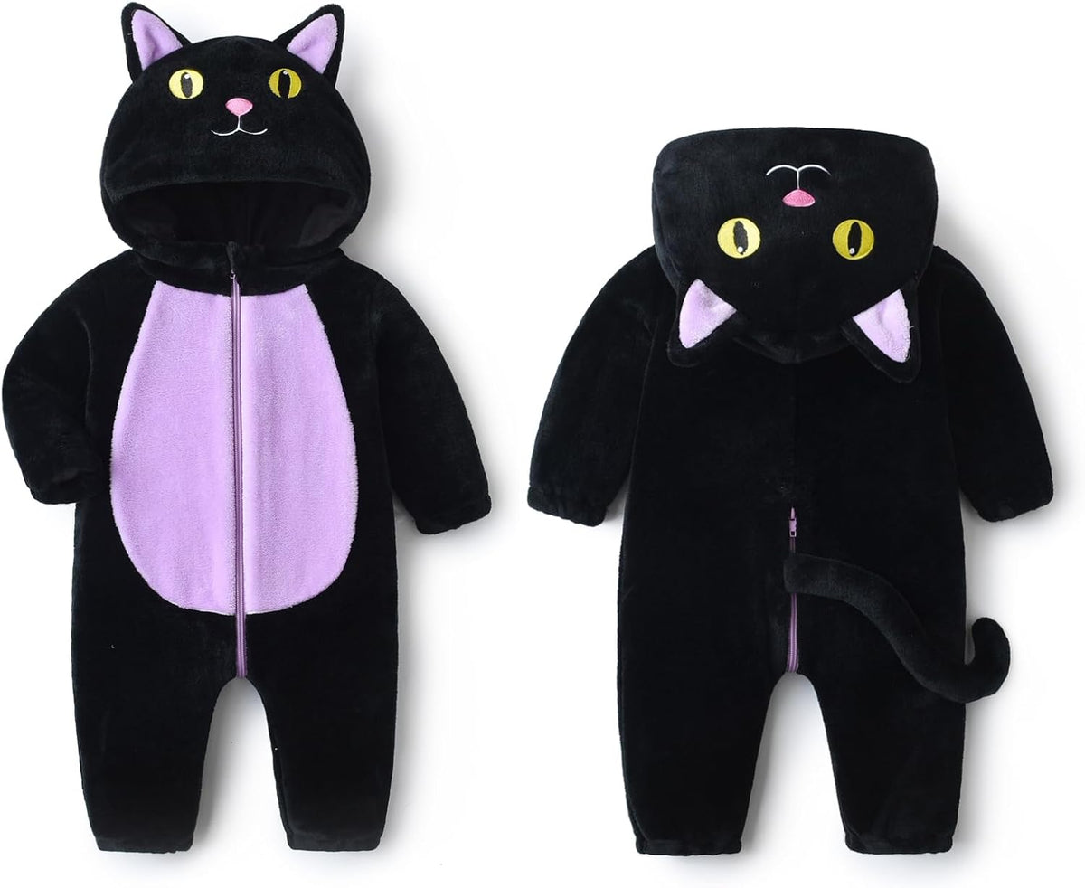 Black Cat Costume for Toddler Baby Girl Boy Halloween Costumes Fuzzy Warm Fall Winter Clothes Halloween Cats Outfit - SHOMICOBOUTIQUE - Flyclothing LLC
