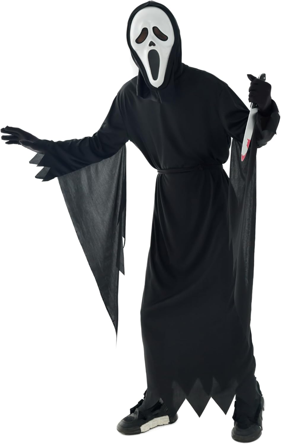 Scary Horror GhostFace Mask with Bloody Toy Knife Halloween Scream Cosplay Costume - SHOMICOBOUTIQUE - Flyclothing LLC