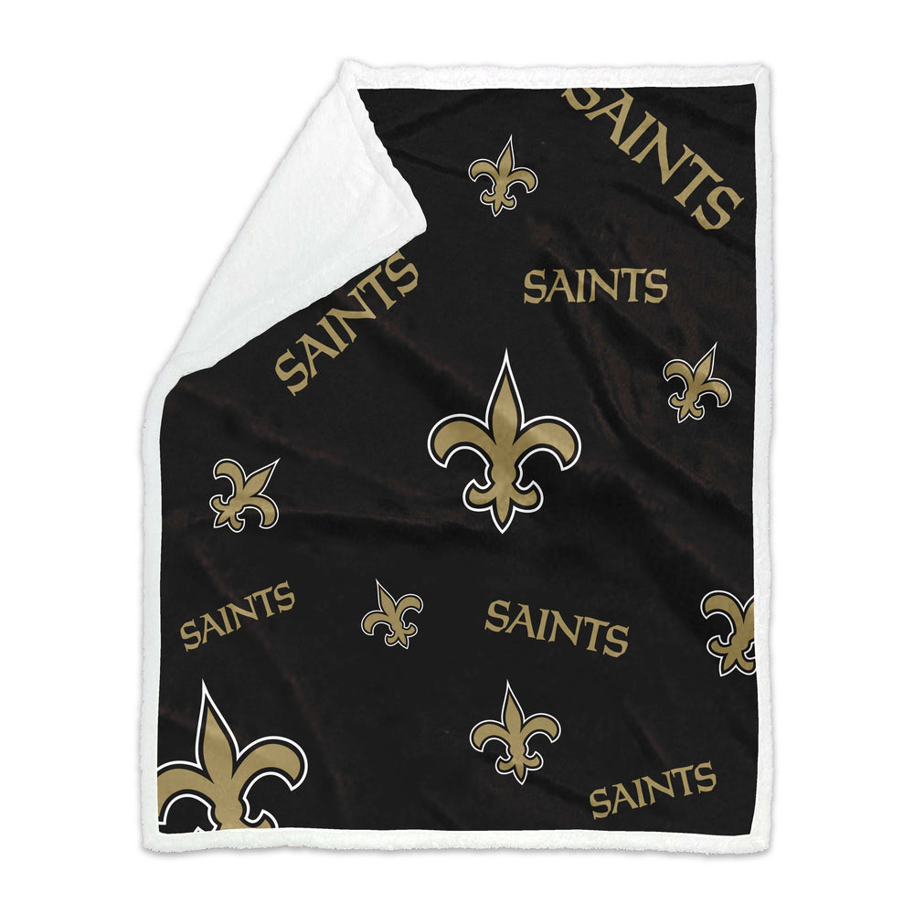 New Orleans Saints 50x60 Repeating Plush Sherpa Throw