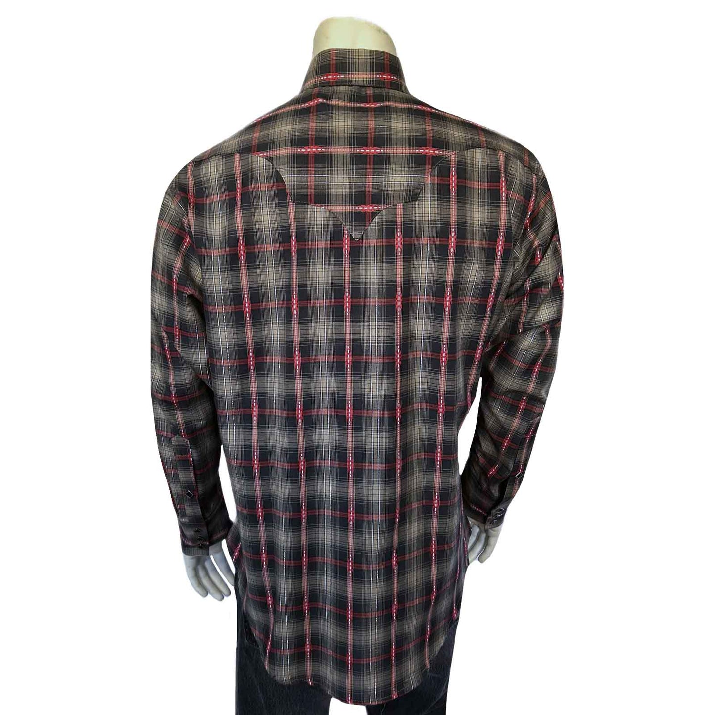 Rockmount Ranch Wear Men's Shadow Plaid Dobby Lurex Western Shirt in Black - Rockmount Clothing - Flyclothing LLC