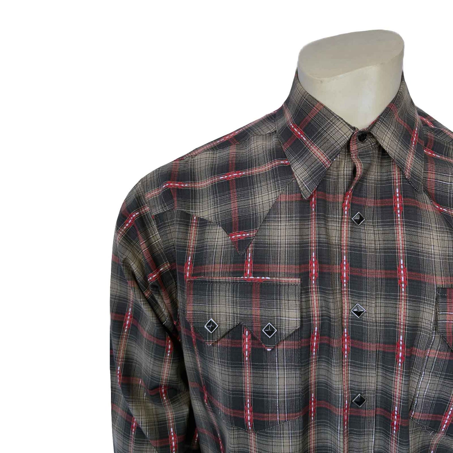 Rockmount Ranch Wear Men's Shadow Plaid Dobby Lurex Western Shirt in Black - Rockmount Clothing - Flyclothing LLC