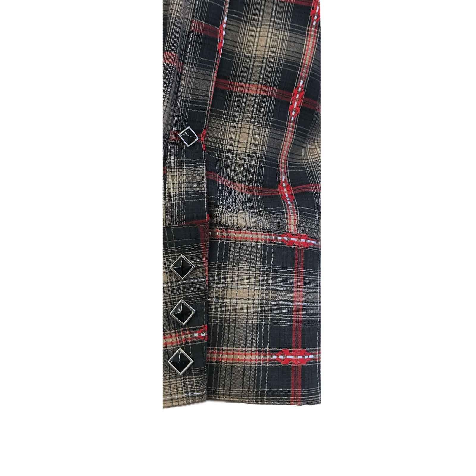 Rockmount Ranch Wear Men's Shadow Plaid Dobby Lurex Western Shirt in Black - Rockmount Clothing - Flyclothing LLC
