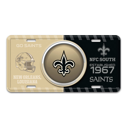 NFL - New Orleans Saints Embossed Metal License Plate - Logo Brands - Flyclothing LLC