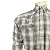 Rockmount Ranch Wear Men's Shadow Plaid Dobby Lurex Western Shirt in Grey - Rockmount Clothing - Flyclothing LLC