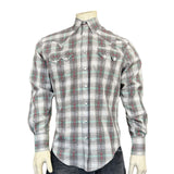 Rockmount Ranch Wear Men's Shadow Plaid Dobby Lurex Western Shirt in Grey - Rockmount Clothing - Flyclothing LLC