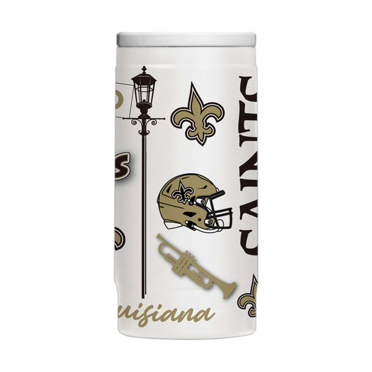 New Orleans Saints 12oz Native Powdercoat SlimCan Coolie - Logo Brands - Flyclothing LLC