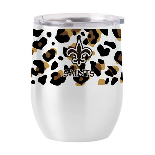 New Orleans Saints 16oz Neutral Leopard Stainless Curved Beverage - Logo Brands - Flyclothing LLC