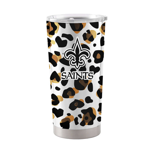 New Orleans Saints 20oz Neutral Leopard Stainless Steel Tumbler - Logo Brands - Flyclothing LLC