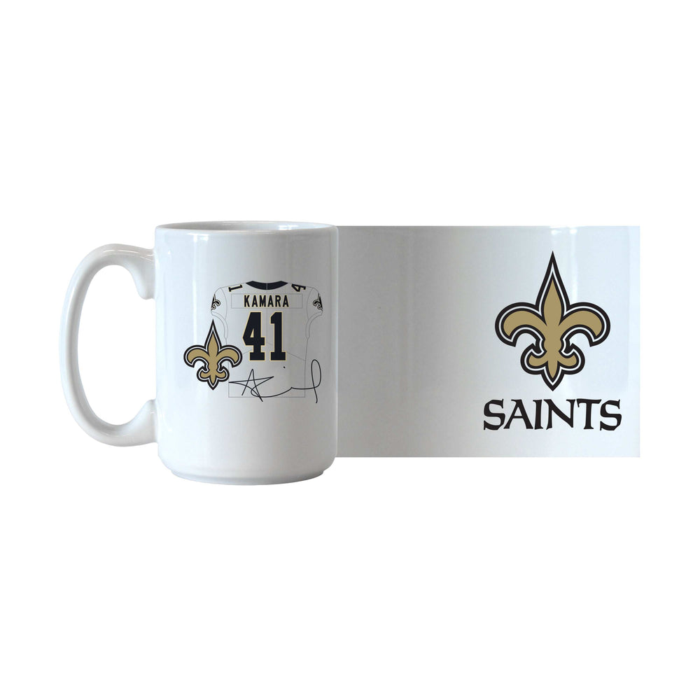 New Orleans Saints Alvin Kamara Jersey 15oz Sublimated Mug - Logo Brands - Flyclothing LLC