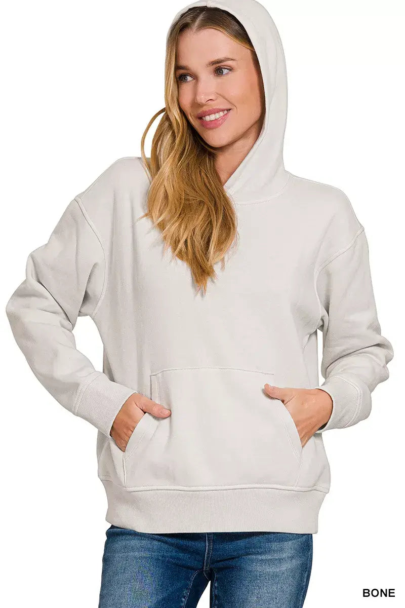 Zenana Fleece Kangaroo Pocket Hoodie - Trendsi - Flyclothing LLC