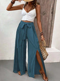 Tied Slit Wide Leg Pants - Trendsi - Flyclothing LLC