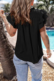 Ruffled Ruched Cap Sleeve Blouse - Trendsi - Flyclothing LLC