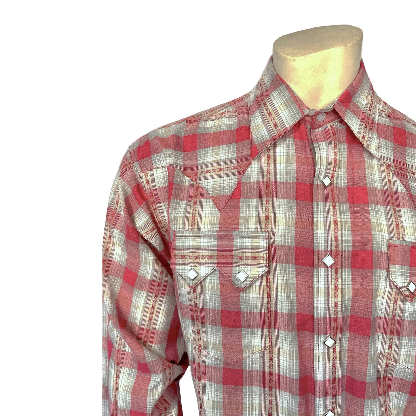Rockmount Ranch Wear Men's Shadow Plaid Dobby Lurex Western Shirt in Red - Rockmount Clothing - Flyclothing LLC