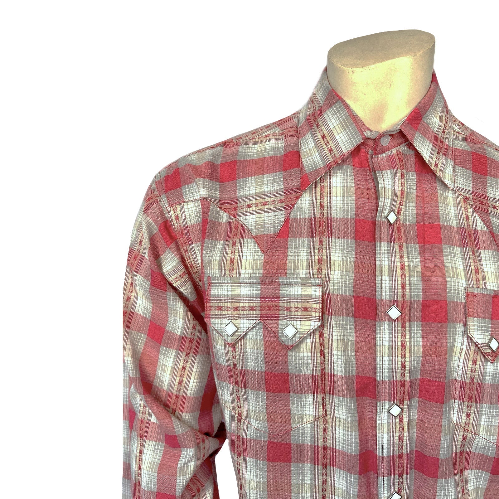Rockmount Ranch Wear Men's Shadow Plaid Dobby Lurex Western Shirt in Red - Rockmount Clothing - Flyclothing LLC