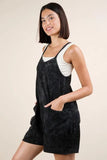 VERY J Plus Size Mineral Washed Sleeveless Knit Romper - Trendsi