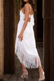 Fringe High-Low Square Neck Cami Dress - Trendsi - Flyclothing LLC