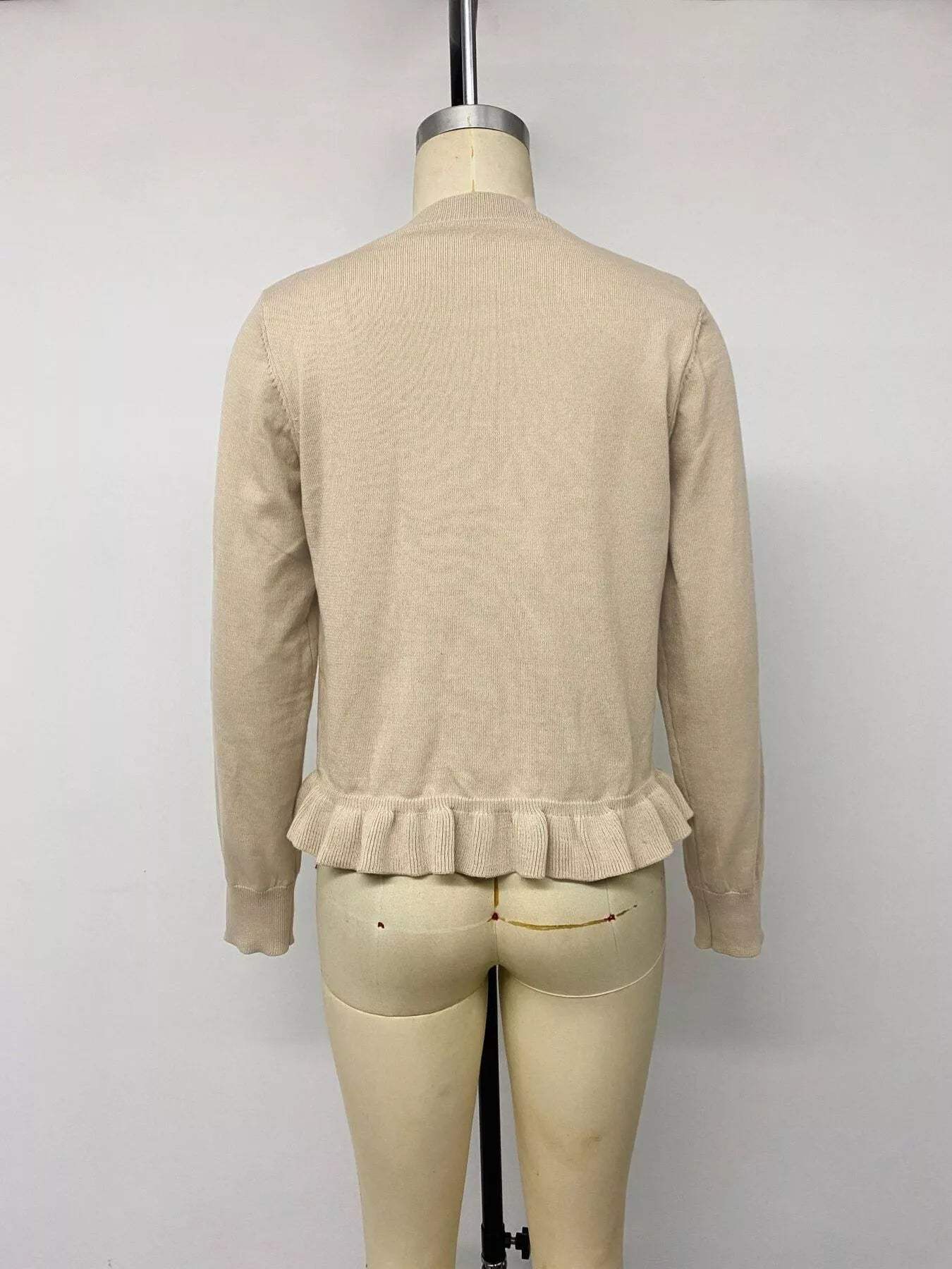 Ruffle Hem Button-Up Cardigan - Trendsi - Flyclothing LLC